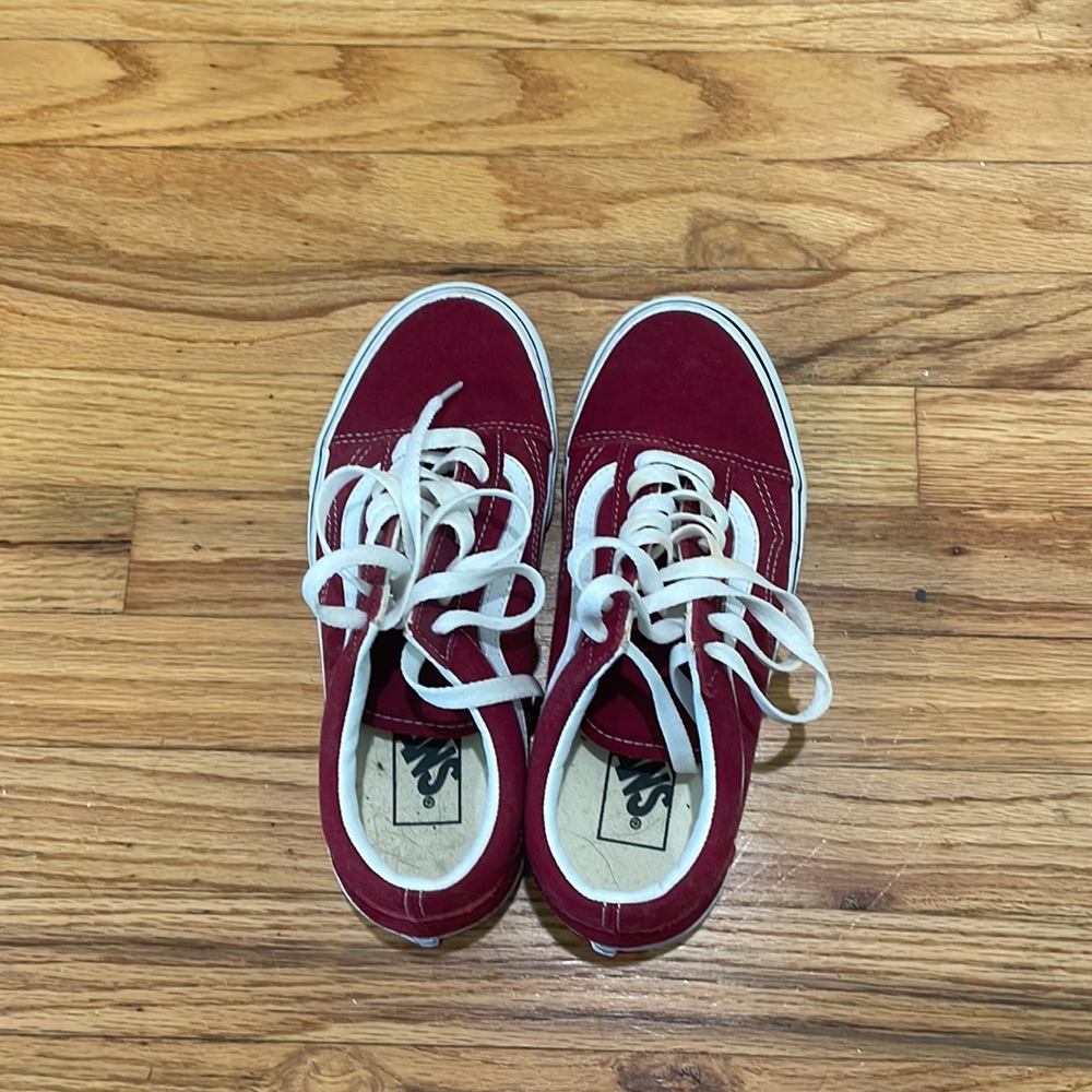 Maroon red vans, once worn